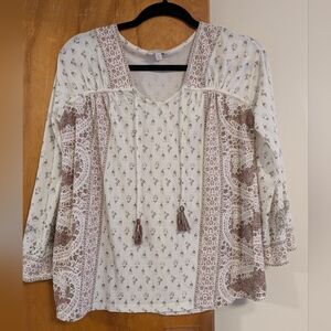 Lucky Brand Paisley Peasant Top